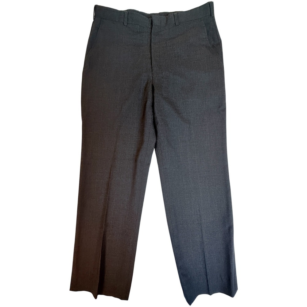 Unbranded Dress Pants Mens 32x30 Charcoal Plaid Trousers Straight Leg